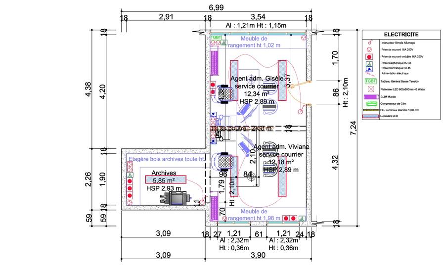Avant - plan électrique bureau